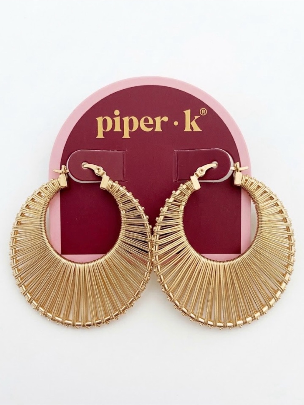 NWT ⚜️💛⚜️ Piper K Golden Tone Fan Style Hoop Earrings
